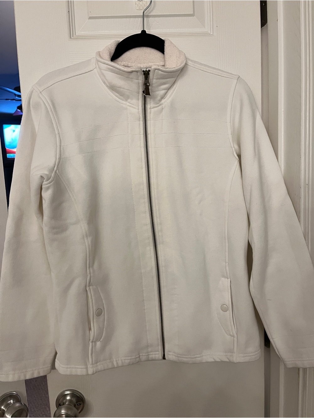 Columbia Women's Cream Full-Zip Jacket Sherpa Collar Size M